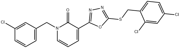 1-(3-CHLOROBENZYL)-3-(5-[(2,4-DICHLOROBENZYL)SULFANYL]-1,3,4-OXADIAZOL-2-YL)-2(1H)-PYRIDINONE Struktur