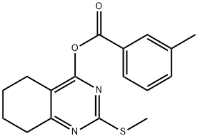 2-(METHYLSULFANYL)-5,6,7,8-TETRAHYDRO-4-QUINAZOLINYL 3-METHYLBENZENECARBOXYLATE Struktur