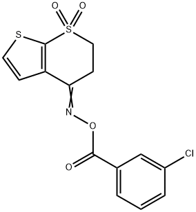 4-([(3-CHLOROBENZOYL)OXY]IMINO)-3,4-DIHYDRO-1LAMBDA6-THIENO[2,3-B]THIOPYRAN-1,1(2H)-DIONE Struktur