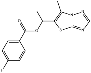 1-(6-METHYL[1,3]THIAZOLO[3,2-B][1,2,4]TRIAZOL-5-YL)ETHYL 4-FLUOROBENZENECARBOXYLATE Struktur