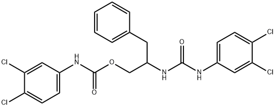 2-([(3,4-DICHLOROANILINO)CARBONYL]AMINO)-3-PHENYLPROPYL N-(3,4-DICHLOROPHENYL)CARBAMATE Struktur