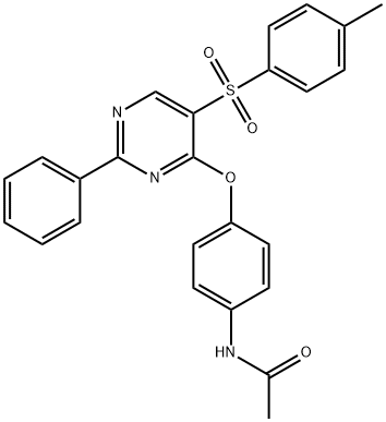 N-[4-((5-[(4-METHYLPHENYL)SULFONYL]-2-PHENYL-4-PYRIMIDINYL)OXY)PHENYL]ACETAMIDE Struktur