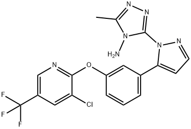 3-[5-(3-([3-CHLORO-5-(TRIFLUOROMETHYL)-2-PYRIDINYL]OXY)PHENYL)-1H-PYRAZOL-1-YL]-5-METHYL-4H-1,2,4-TRIAZOL-4-AMINE Struktur