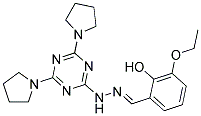 (E)-2-((2-(4,6-DI(PYRROLIDIN-1-YL)-1,3,5-TRIAZIN-2-YL)HYDRAZONO)METHYL)-6-ETHOXYPHENOL Struktur