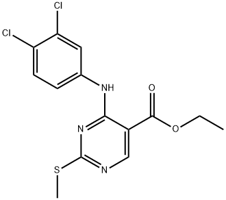 ETHYL 4-(3,4-DICHLOROANILINO)-2-(METHYLSULFANYL)-5-PYRIMIDINECARBOXYLATE Struktur