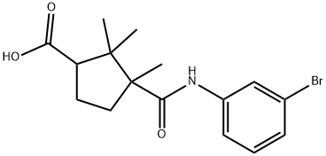 3-(N-(3-BROMOPHENYL)CARBAMOYL)-2,2,3-TRIMETHYLCYCLOPENTANECARBOXYLIC ACID Struktur