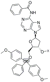 5'-O-(4,4'-DIMETHOXYTRITYL)-N6-BENZOYL-2'-DEOXYADENOSINE-3'-LCAA-CPG Struktur