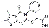 (5,6-DIMETHYL-4-OXO-3-PHENYL-3,4-DIHYDRO-THIENO[2,3-D]PYRIMIDIN-2-YLSULFANYL)-ACETIC ACID Struktur