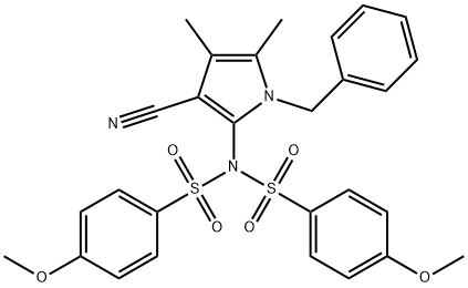 N-(1-BENZYL-3-CYANO-4,5-DIMETHYL-1H-PYRROL-2-YL)-4-METHOXY-N-[(4-METHOXYPHENYL)SULFONYL]BENZENESULFONAMIDE Struktur