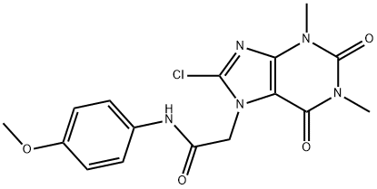 2-(8-CHLORO-1,3-DIMETHYL-2,6-DIOXO-1,2,3,6-TETRAHYDRO-7H-PURIN-7-YL)-N-(4-METHOXYPHENYL)ACETAMIDE Struktur