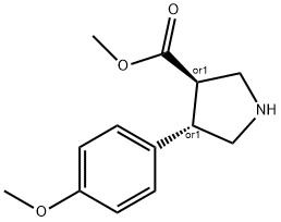 (3R,4S)-rel-4-(4-Methoxyphenyl)-pyrrolidinecarboxylic acidmethylester Struktur