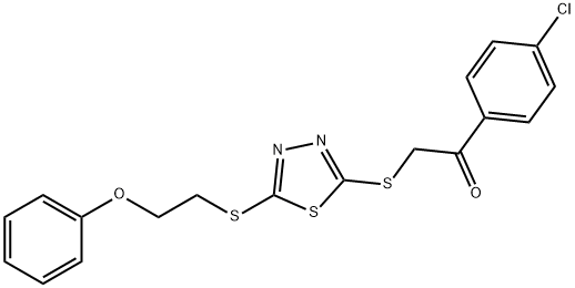 1-(4-CHLOROPHENYL)-2-((5-[(2-PHENOXYETHYL)SULFANYL]-1,3,4-THIADIAZOL-2-YL)SULFANYL)-1-ETHANONE Struktur