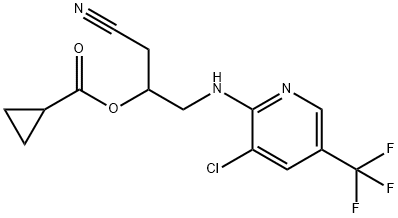 2-([3-CHLORO-5-(TRIFLUOROMETHYL)-2-PYRIDINYL]AMINO)-1-(CYANOMETHYL)ETHYL CYCLOPROPANECARBOXYLATE Struktur