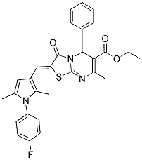 (Z)-ETHYL 2-((1-(4-FLUOROPHENYL)-2,5-DIMETHYL-1H-PYRROL-3-YL)METHYLENE)-7-METHYL-3-OXO-5-PHENYL-3,5-DIHYDRO-2H-THIAZOLO[3,2-A]PYRIMIDINE-6-CARBOXYLATE Struktur