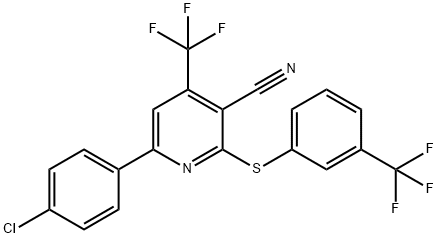 6-(4-CHLOROPHENYL)-4-(TRIFLUOROMETHYL)-2-([3-(TRIFLUOROMETHYL)PHENYL]SULFANYL)NICOTINONITRILE Struktur