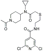 N-[2-((1-ACETYLPIPERIDIN-4-YL)CYCLOPROPYLAMINOACETYLTHIO)ETHYL]-2,6-DICHLOROPYRIDINE-4-CARBOXAMIDE Struktur