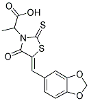 2-[(5Z)-5-(1,3-BENZODIOXOL-5-YLMETHYLENE)-4-OXO-2-THIOXO-1,3-THIAZOLIDIN-3-YL]PROPANOIC ACID Struktur