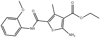 2-AMINO-5-(2-METHOXY-PHENYLCARBAMOYL)-4-METHYL-THIOPHENE-3-CARBOXYLIC ACID ETHYL ESTER Struktur