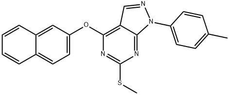 1-(4-METHYLPHENYL)-6-(METHYLSULFANYL)-1H-PYRAZOLO[3,4-D]PYRIMIDIN-4-YL 2-NAPHTHYL ETHER Struktur