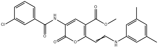 METHYL 3-[(3-CHLOROBENZOYL)AMINO]-6-[(E)-2-(3,5-DIMETHYLANILINO)ETHENYL]-2-OXO-2H-PYRAN-5-CARBOXYLATE Struktur