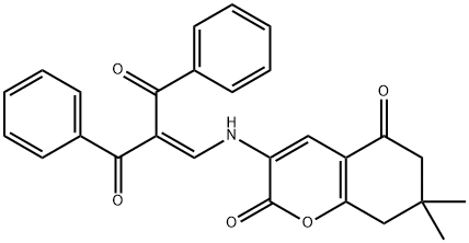 3-[(2-BENZOYL-3-OXO-3-PHENYL-1-PROPENYL)AMINO]-7,7-DIMETHYL-7,8-DIHYDRO-2H-CHROMENE-2,5(6H)-DIONE Struktur