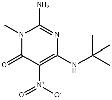 2-AMINO-6-((1,1-DIMETHYLETHYL)AMINO)-5-(NITRO)-3-METHYLPYRIMIDIN-4(3H)-ONE Struktur