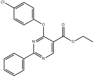 ETHYL 4-(4-CHLOROPHENOXY)-2-PHENYL-5-PYRIMIDINECARBOXYLATE Struktur