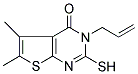 3-ALLYL-2-MERCAPTO-5,6-DIMETHYL-3H-THIENO[2,3-D]PYRIMIDIN-4-ONE Struktur