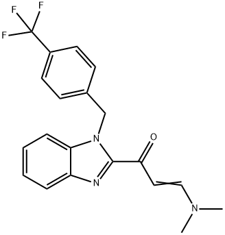 (Z)-3-(DIMETHYLAMINO)-1-(1-[4-(TRIFLUOROMETHYL)BENZYL]-1H-1,3-BENZIMIDAZOL-2-YL)-2-PROPEN-1-ONE Struktur