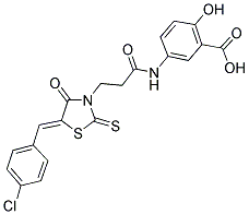 5-((3-[(5Z)-5-(4-CHLOROBENZYLIDENE)-4-OXO-2-THIOXO-1,3-THIAZOLIDIN-3-YL]PROPANOYL)AMINO)-2-HYDROXYBENZOIC ACID Struktur