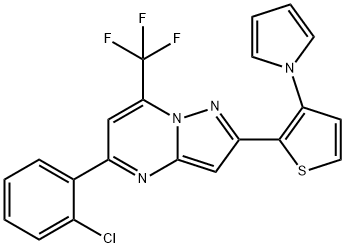 5-(2-CHLOROPHENYL)-2-[3-(1H-PYRROL-1-YL)-2-THIENYL]-7-(TRIFLUOROMETHYL)PYRAZOLO[1,5-A]PYRIMIDINE Struktur