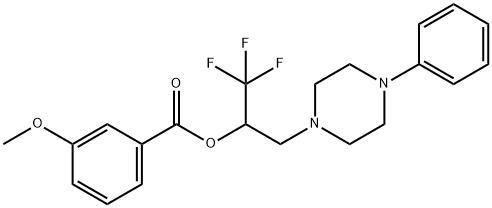 2,2,2-TRIFLUORO-1-[(4-PHENYLPIPERAZINO)METHYL]ETHYL 3-METHOXYBENZENECARBOXYLATE Struktur