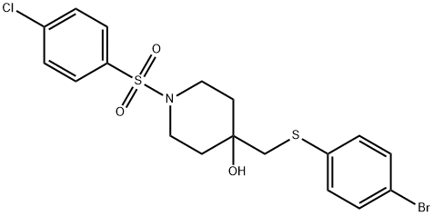 4-([(4-BROMOPHENYL)SULFANYL]METHYL)-1-[(4-CHLOROPHENYL)SULFONYL]-4-PIPERIDINOL Struktur