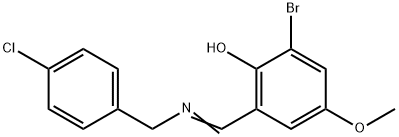 2-BROMO-6-([(4-CHLOROBENZYL)IMINO]METHYL)-4-METHOXYBENZENOL Struktur