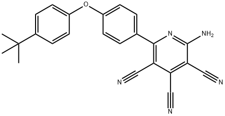 2-AMINO-6-(4-[4-(TERT-BUTYL)PHENOXY]PHENYL)-3,4,5-PYRIDINETRICARBONITRILE Struktur