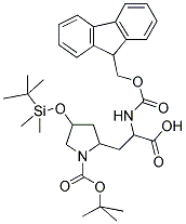 2-N-FMOC-AMINO-3-[N-BOC-4-T-(T-BUTYLDIMETHYLSILYLOXY)-2-PYRROLIDINYL]PROPIONIC ACID Struktur