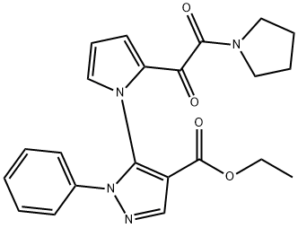 ETHYL 5-(2-[2-OXO-2-(1-PYRROLIDINYL)ACETYL]-1H-PYRROL-1-YL)-1-PHENYL-1H-PYRAZOLE-4-CARBOXYLATE Struktur