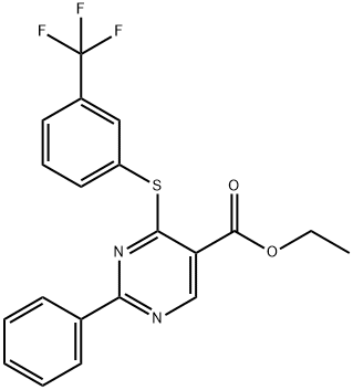 ETHYL 2-PHENYL-4-([3-(TRIFLUOROMETHYL)PHENYL]SULFANYL)-5-PYRIMIDINECARBOXYLATE Struktur