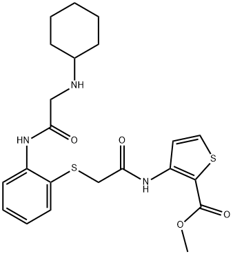 METHYL 3-((2-[(2-([2-(CYCLOHEXYLAMINO)ACETYL]AMINO)PHENYL)SULFANYL]ACETYL)AMINO)-2-THIOPHENECARBOXYLATE Struktur