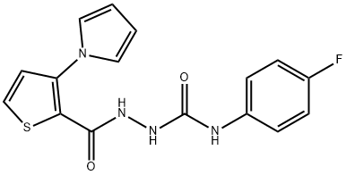 N-(4-FLUOROPHENYL)-2-([3-(1H-PYRROL-1-YL)-2-THIENYL]CARBONYL)-1-HYDRAZINECARBOXAMIDE Struktur