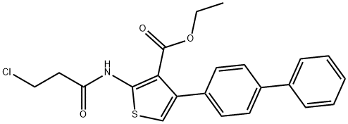 3-THIOPHENECARBOXYLIC ACID, 4-[1,1'-BIPHENYL]-4-YL-2-[(3-CHLORO-1-OXOPROPYL)AMINO]-, ETHYL ESTER Struktur