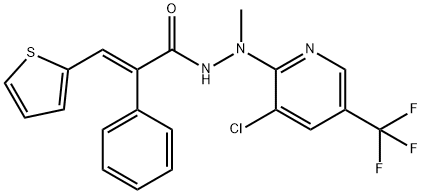 (E)-N'-[3-CHLORO-5-(TRIFLUOROMETHYL)-2-PYRIDINYL]-N'-METHYL-2-PHENYL-3-(2-THIENYL)-2-PROPENOHYDRAZIDE Struktur