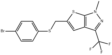 4-BROMOPHENYL [1-METHYL-3-(TRIFLUOROMETHYL)-1H-THIENO[2,3-C]PYRAZOL-5-YL]METHYL SULFIDE Struktur