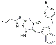 6-[1-(4-FLUORO-BENZYL)-1H-INDOL-3-YLMETHYLENE]-5-IMINO-2-PROPYL-5,6-DIHYDRO-[1,3,4]THIADIAZOLO[3,2-A]PYRIMIDIN-7-ONE Struktur