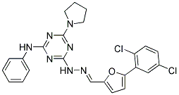 (E)-4-(2-((5-(2,5-DICHLOROPHENYL)FURAN-2-YL)METHYLENE)HYDRAZINYL)-N-PHENYL-6-(PYRROLIDIN-1-YL)-1,3,5-TRIAZIN-2-AMINE Struktur