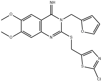 2-([(2-CHLORO-1,3-THIAZOL-5-YL)METHYL]SULFANYL)-3-(2-FURYLMETHYL)-6,7-DIMETHOXY-4(3H)-QUINAZOLINIMINE Struktur