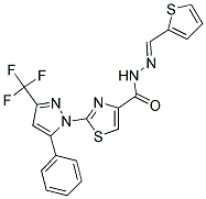 2-[5-PHENYL-3-(TRIFLUOROMETHYL)-1H-PYRAZOL-1-YL]-N'-[(1E)-THIEN-2-YLMETHYLENE]-1,3-THIAZOLE-4-CARBOHYDRAZIDE Struktur