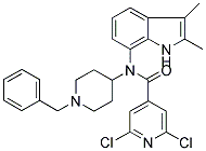 N-(1-BENZYLPIPERIDIN-4-YL)-2,6-DICHLORO-N-(2,3-DIMETHYL-1H-INDOL-7-YL)PYRIDINE-4-CARBOXAMIDE Struktur