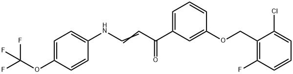 (E)-1-(3-[(2-CHLORO-6-FLUOROBENZYL)OXY]PHENYL)-3-[4-(TRIFLUOROMETHOXY)ANILINO]-2-PROPEN-1-ONE Structure