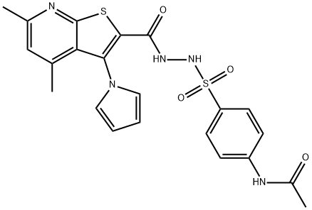 N-(4-[(2-([4,6-DIMETHYL-3-(1H-PYRROL-1-YL)THIENO[2,3-B]PYRIDIN-2-YL]CARBONYL)HYDRAZINO)SULFONYL]PHENYL)ACETAMIDE Struktur